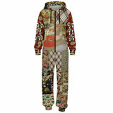 Tripoli Floral Patchwork Unisex Romper Zip-Front Romper - Thathoodyshop
