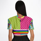 OG San Diego Polka Dot Patchwork Cropped Sweater Cropped Short Sleeve Sweatshirt - Thathoodyshop