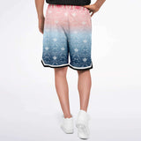 Pink Glacier Basketball Shorts Basketball Short Rib - AOP - Thathoodyshop