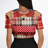 Jersey Salsa Red Plaid Cropped Sweater Cropped Short Sleeve Sweater - Thathoodyshop