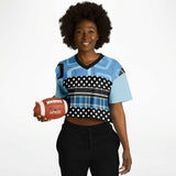 Pacific Palisades Blue Geo Crop Jersey Cropped Football Jersey - Thathoodyshop