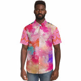 Bahama Mama Patchwork Plaid Floral Short Sleeve Button Down Shirt Short Sleeve Button Down Shirt - Thathoodyshop