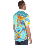 Blue Bullwinkle S/S Button Down Shirt Short Sleeve Button Down Shirt - AOP - Thathoodyshop