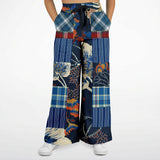 Andromeda Blue Plaid SW Patchwork Bellbottoms Flare Leg Pants - Thathoodyshop