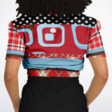 Red Pacific Palisades Plaid Cropped Sweater Cropped Short Sleeve Sweater - Thathoodyshop