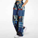 Andromeda Blue Plaid SW Patchwork Bellbottoms Flare Leg Pants - Thathoodyshop