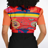 Chili Pepper Paisley Cropped Sweater Cropped Short Sleeve Sweater - Thathoodyshop