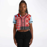Red Pacific Palisades Geo Cropped Button Front Jersey Cropped Baseball Jersey - Thathoodyshop