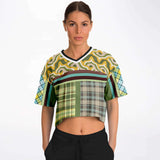 Green Caravan Plaid Crop Jersey Cropped Football Jersey - Thathoodyshop