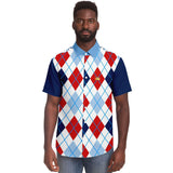 Red Par 4 S/S Button Down Shirt Short Sleeve Button Down Shirt - AOP - Thathoodyshop