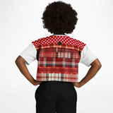 Jersey Salsa Plaid Patchwork Crop Jersey Cropped Football Jersey - Thathoodyshop