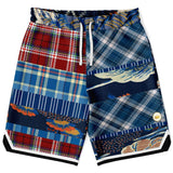 Andromeda Blue Patchwork Basketball Shorts Basketball Shorts - Thathoodyshop