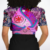 Purple Jamboree Cropped Sweater Cropped Short Sleeve Sweater - Thathoodyshop