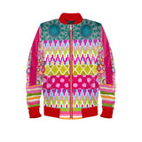 Hello Janis! Patchwork Unisex Satin Bomber Jacket Bomber Jacket - Thathoodyshop