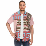 Pink Geo Patchwork Button Down Shirt Short Sleeve Button Down Shirt - Thathoodyshop