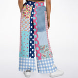 Pink Sherbert Patchwork SW Floral Plaid Stretchy Phat Bellbottoms Flare Leg Pants - Thathoodyshop