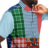 Busan Fleur Plaid Patchwork Button Down Shirt Short Sleeve Button Down Shirt - Thathoodyshop