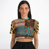 Mother Lode African Print Cropped Sweater Cropped Short Sleeve Sweater - Thathoodyshop