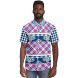 Purple Haze Plaid S/S Button Down Shirt Short Sleeve Button Down Shirt - Thathoodyshop