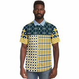 Dauphin Patchwork Stripe Button Down Shirt Short Sleeve Button Down Shirt - Thathoodyshop