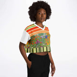 Secret Garden Floral Striped Crop Jersey Cropped Football Jersey - Thathoodyshop