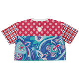 Cerulean Plaid Paisley Crop Jersey Cropped Football Jersey - Thathoodyshop
