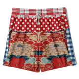 Busan Fleur Floral Plaid Patchwork Compression Activity Shorts Running Shorts - Thathoodyshop
