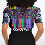 Purple Flurry Cropped Sweater Athletic Cropped Short Sleeve Sweatshirt - AOP - Thathoodyshop