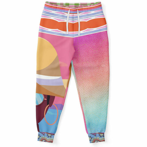 Bahama Mama Pink Ombre Striped Unisex Eco-Poly Joggers Joggers - Thathoodyshop