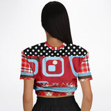 Red Pacific Palisades Plaid Cropped Sweater Cropped Short Sleeve Sweater - Thathoodyshop