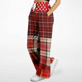 Jersey Salsa Red Plaid Stretchy Phat Bellbottoms Athletic Flare Jogger - AOP - Thathoodyshop