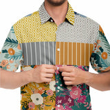 Tallulah Bankhead Floral Ikat Patchwork Short Sleeve Button Down Shirt Short Sleeve Button Down Shirt - Thathoodyshop