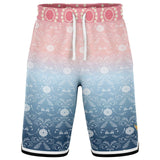 Pink Glacier Basketball Shorts Basketball Short Rib - AOP - Thathoodyshop