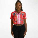 Chili Pepper Camo Paisley Cropped Button Front Jersey Cropped Baseball Jersey - AOP - Thathoodyshop