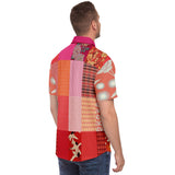 Tokyo Nights Asian Floral Patchwork Button Down Shirt Short Sleeve Button Down Shirt - Thathoodyshop