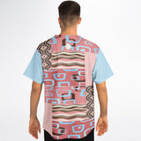 Pink Geo Patchwork Button Front Jersey Baseball Jersey - Thathoodyshop