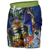 Barcelona Blue Marble Swirl Compression Activity Shorts Compression Shorts - Thathoodyshop