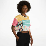 Old Miami Geo Patchwork Crop Jersey Cropped Football Jersey - Thathoodyshop