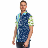 Mykonos Striped Graffiti Print Short Sleeve Button Down Shirt Short Sleeve Button Down Shirt - Thathoodyshop
