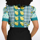 Lemon Zest Floral Cropped Sweater Cropped Short Sleeve Sweatshirt - Thathoodyshop