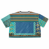 Many Blessings Patchwork Print Crop Jersey Cropped Football Jersey - Thathoodyshop