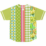 Green Anjou Pear Striped Patchwork Button Front Jersey Short Sleeve Button Down Shirt - Thathoodyshop