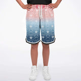 Pink Glacier Basketball Shorts Basketball Short Rib - AOP - Thathoodyshop