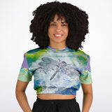 Dragonfly Cropped Fleece Sweater Cropped Short Sleeve Sweater - Thathoodyshop