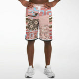Pink Geo Patchwork Basketball Shorts Basketball Shorts - Thathoodyshop