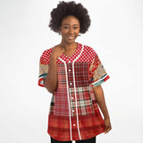 Jersey Salsa Plaid Patchwork Button Front Jersey Baseball Jersey - Thathoodyshop