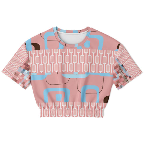 Pink Geo Gallagher Cropped Sweater Cropped Short Sleeve Sweater - Thathoodyshop