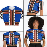 Argyle Blue DLX Cropped Sweater Cropped Sweater - Thathoodyshop