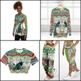 Green Peacock Flare Leg Joggers Flare Joggers - Thathoodyshop