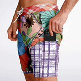 Serendipity Peach Floral Compression Activity Shorts Athletic Shorts - Thathoodyshop